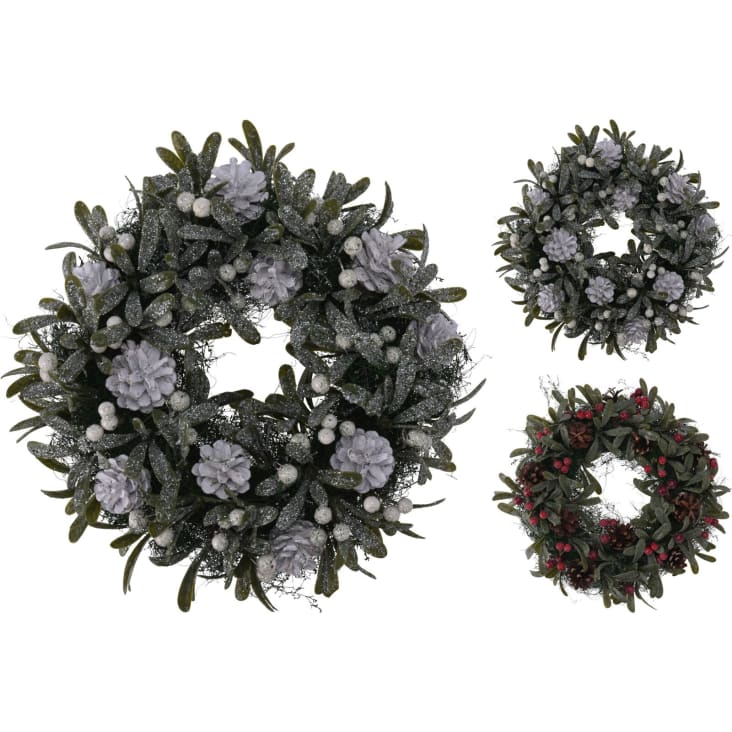 Ghirlanda retro porta natalizio con bacche e pigne Ø 34 cm ARTICOLI  NATALIZI