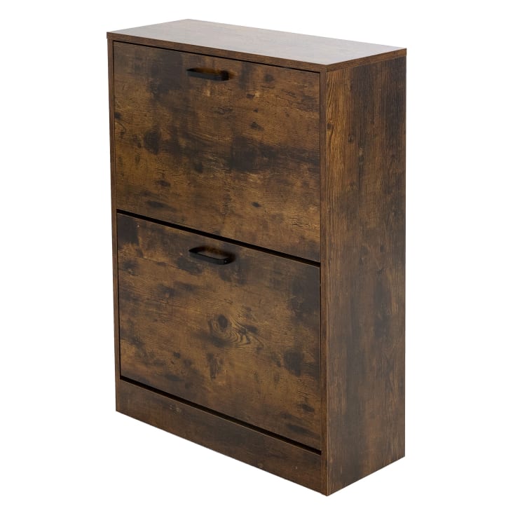 Mueble zapatero 2 compartimentos cofre madera marrón oscuro Maisons du Monde