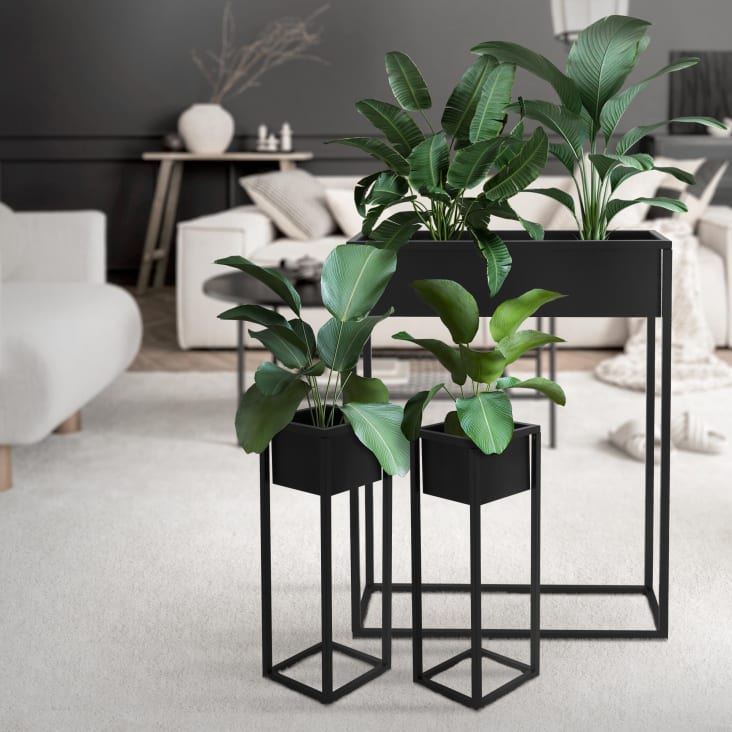 Set 2 vasi porta piante metallo nero