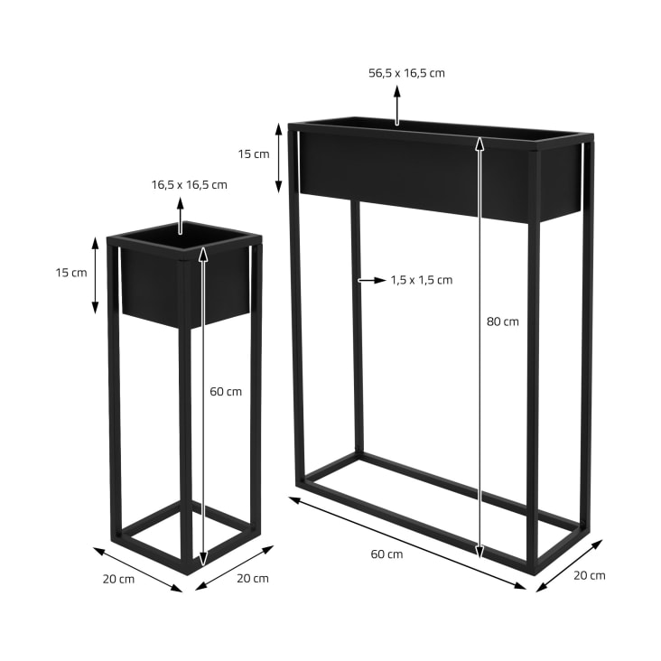 ML-Design Juego de 2 Soportes para Plantas de Metal Negro Pedestal Macetero  de Pie 40