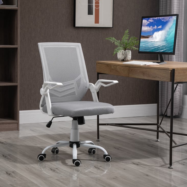 Chaise de bureau ergonomique en maille avec support lombaire réglable et accoudoirs  rabattables
