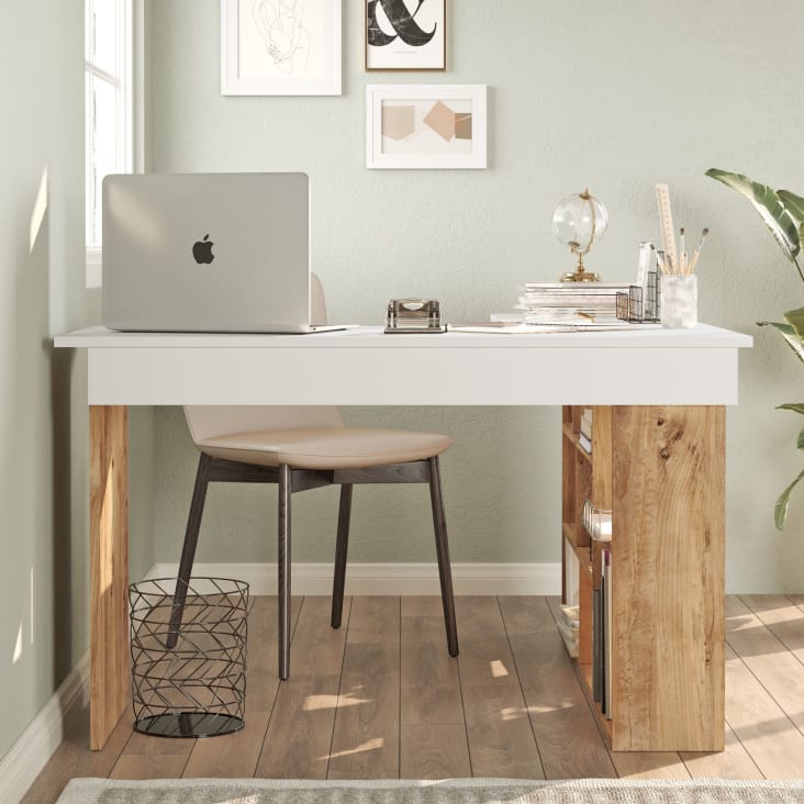 Mesa de escritorio con Estante y 1 Cajón de 115 cm moderno y