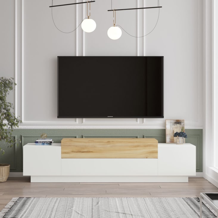 Mueble TV natural oscuro - Arua interiores de diseño