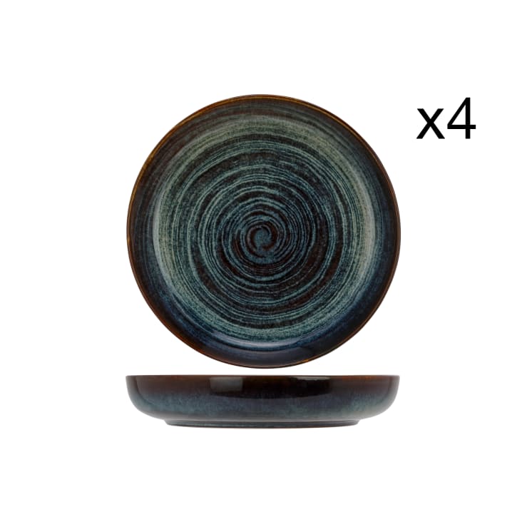 4er-Set tiefe Teller aus Steingut, blau, D24 cm ATLANTIS | Maisons du Monde