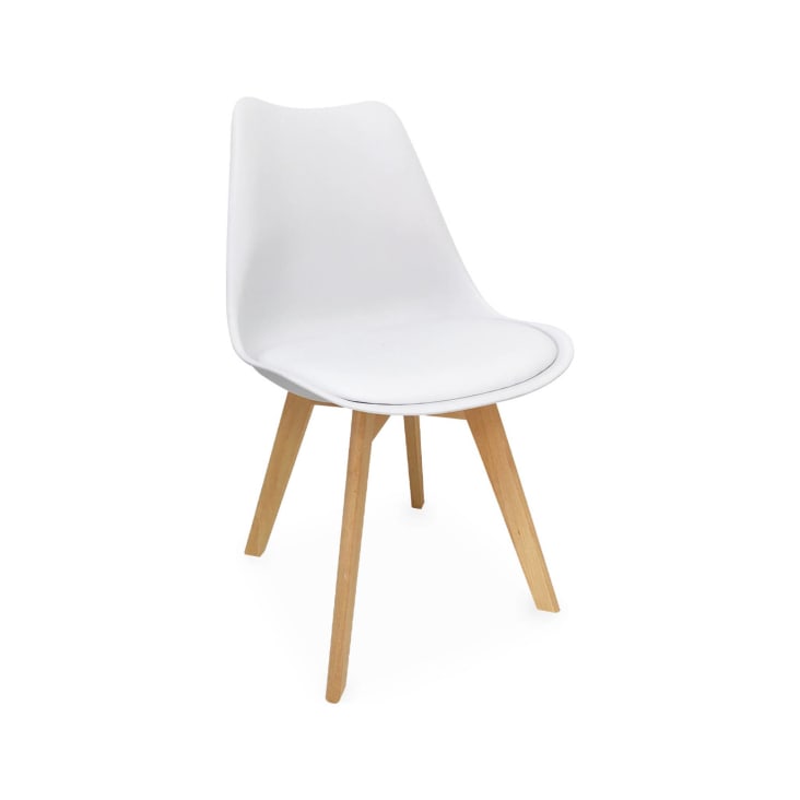 4 chaises scandinaves pieds bois de hêtre blancs NILS