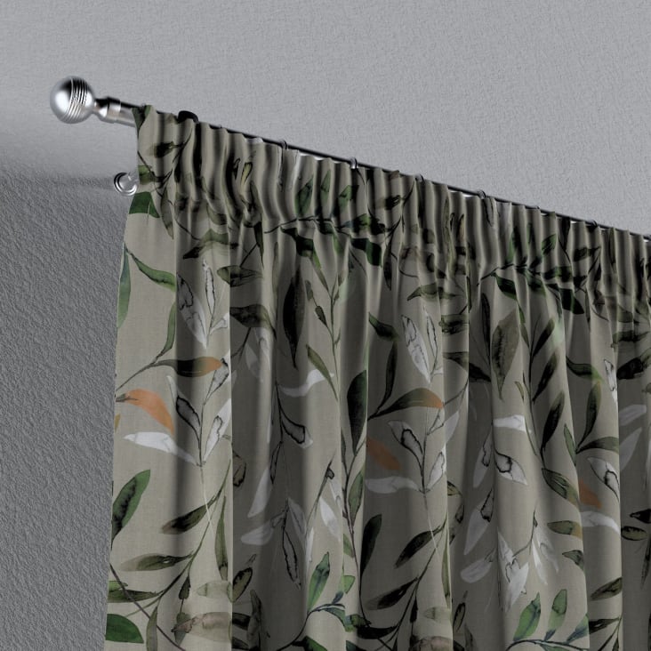 Vorhang aus Baumwolle mit Kräuselband, grau und grün, 130x245 cm EDEN |  Maisons du Monde