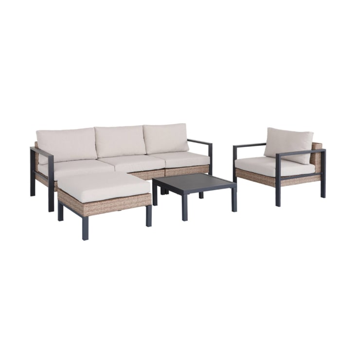 Muebles de jardín de aluminio y resina de 5 plazas, beige Velletri