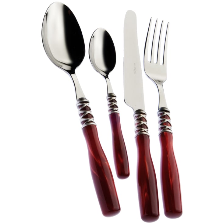 Posate Rame Collection Set Posate 24pz rosso ghiera argento anticato ARIANNA | Maisons du Monde