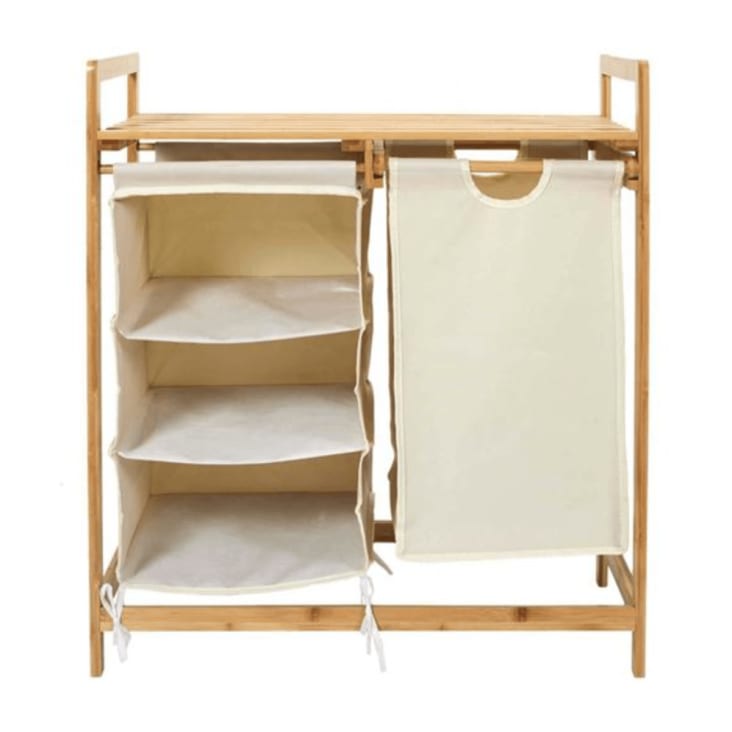 Cesto de ropa de bambú con 3 compartimentos - l60 x a61.5 cm