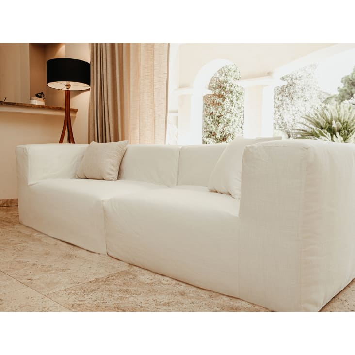 Copridivano bianco cotone per divano - A 3 posti