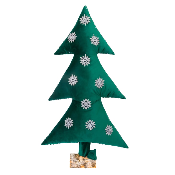Sapin de noël artificiel lumineux velours vert avec flocons 150cm Maisons du Monde