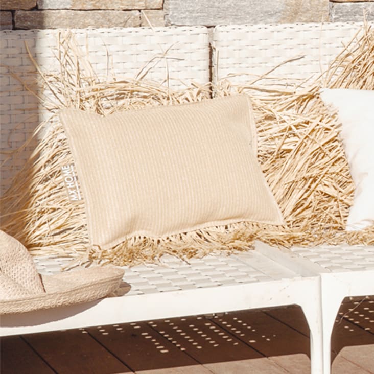 Cuscino Quadrato Bianco In Tessuto Sfoderabile 45 X 45 Cm Con Frange