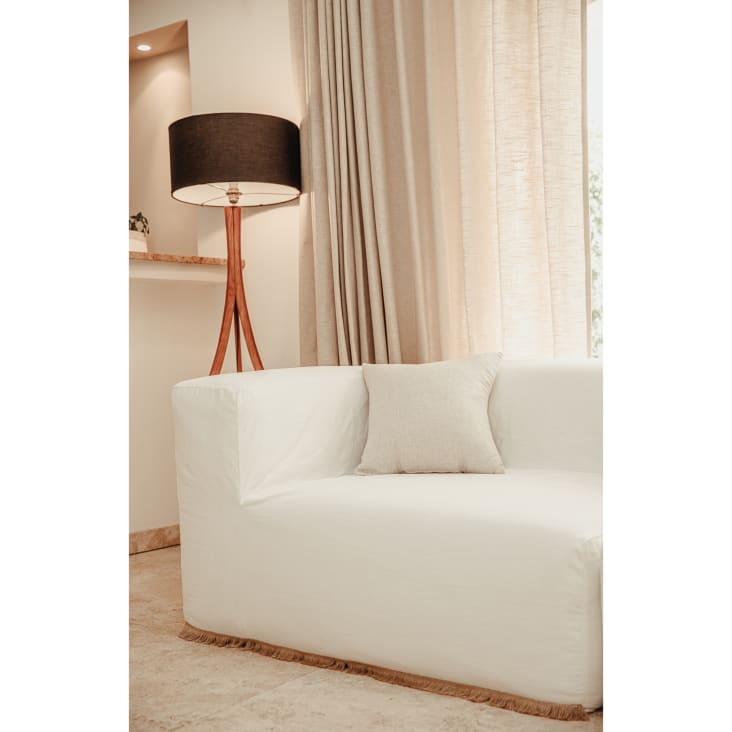 Copridivano Effetto lino taupe per divano - A 3 posti – Esterno