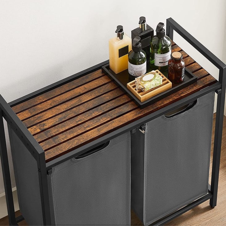 Cesta Biancheria A 2 Scomparti WOLTU - Con Sacchi Rimovibili, 40L, Nero - Foto 2