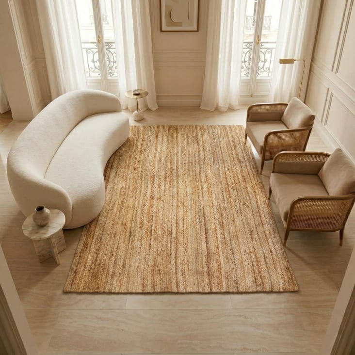 Tapis En Jute Tress Main Lignes Naturel 300x400 Sunny Maisons Du Monde
