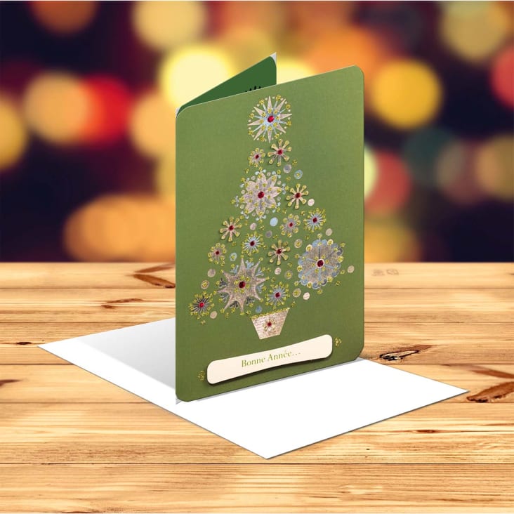 Maquette De Carte De Voeux De Noël Avec Enveloppe Grise Et Branche De Sapin  Vert Frais