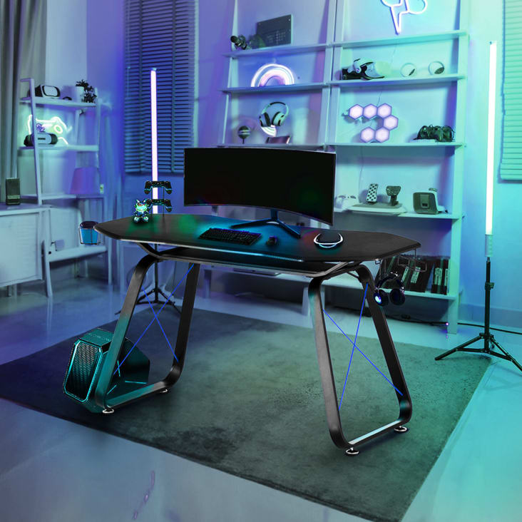 Tavolo da gioco ergonomico con portabicchieri e colore blu