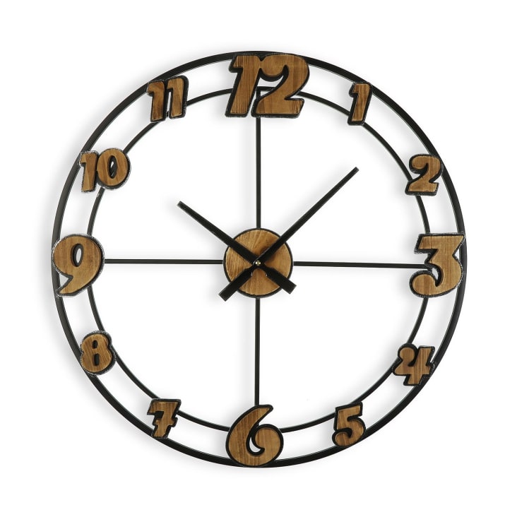 Orologio da parete in stile vintage effetto legno marrone e nero Hendricks Maisons du Monde