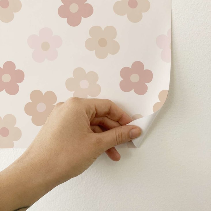 Carta da parati adesiva in vinile margherite rosa 50x300 cm Daisy