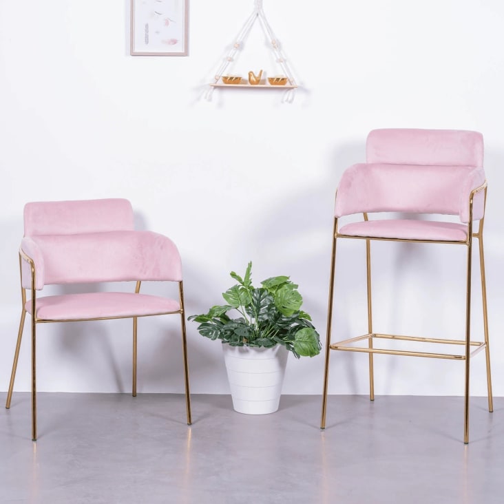 Sedie da pranzo poltrone velluto imbottite stile retro cucina ufficio rosa  6 pz