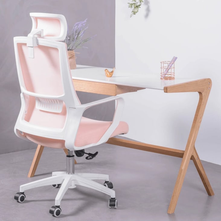 Silla de escritorio ergonomica con ruedas y reposabrazos - Mesh - Nest  Dream - Rosa