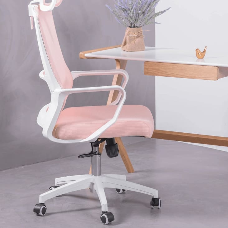 Sedia Da Ufficio Ergonomica - Regolabile In Altezza | Bianco, Rotelle, Schienale Imbottito | Per Lavoro - Foto 5