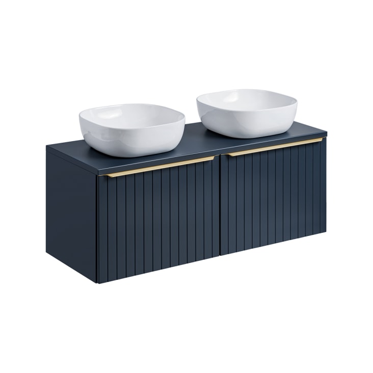 Ensemble meuble vasques 120cm et colonne stratifiés bleu-Éros cropped-4