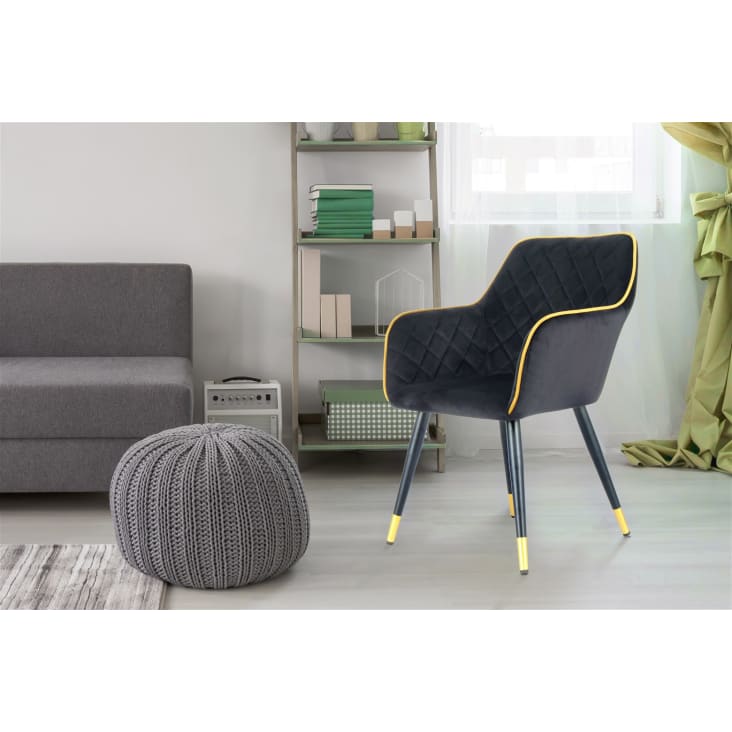 Stuhl aus Stoff 58,8 x 86 cm, Schwarz und Gold AMINO | Maisons du Monde