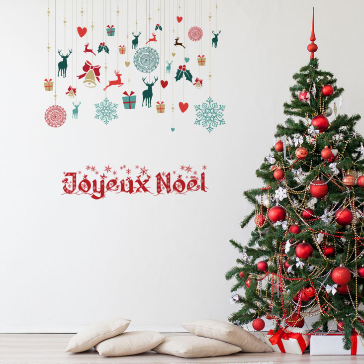 Autocollants Décoratifs Joyeux Noël en Français, Étiquette de