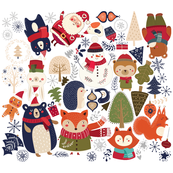 Stickers Noël animaux de la forêt du réveillon 40 x 45 cm cropped-2