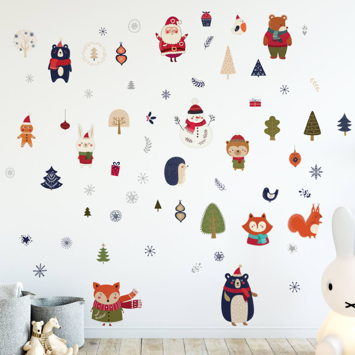 Stickers Noël animaux de la forêt du réveillon 40 x 45 cm cropped-3
