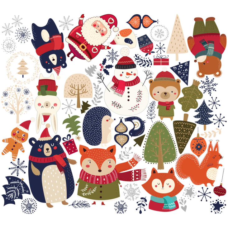 Stickers Noël animaux de la forêt du réveillon 40 x 45 cm cropped-5