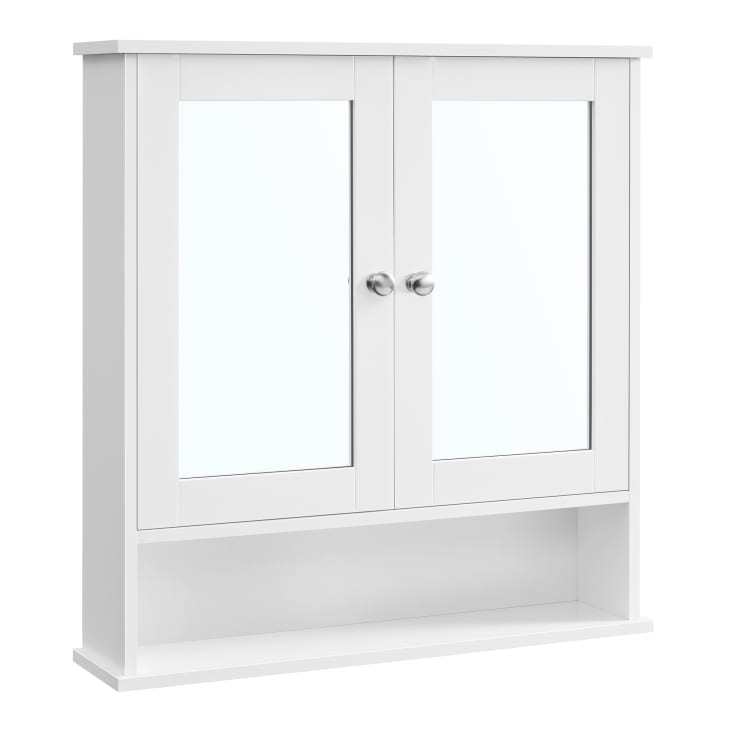 Armoire murale salle de bain avec 2 portes effet bois blanc Maisons