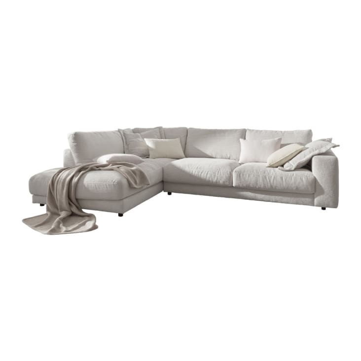 Ecksofa aus Cord, hellgrau MADELINE Maisons du Monde
