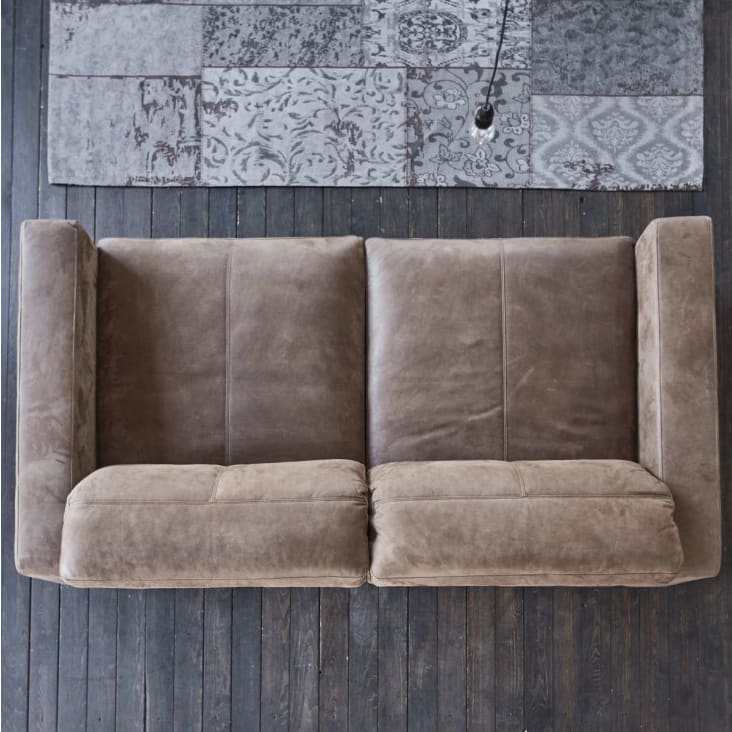 Extrabreites Sofa mit Kissen aus Leder, dunkelbraun GIGANT
