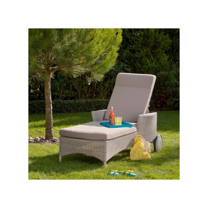 Chaise longue de jardin en résine grise-ATOLL cropped-3