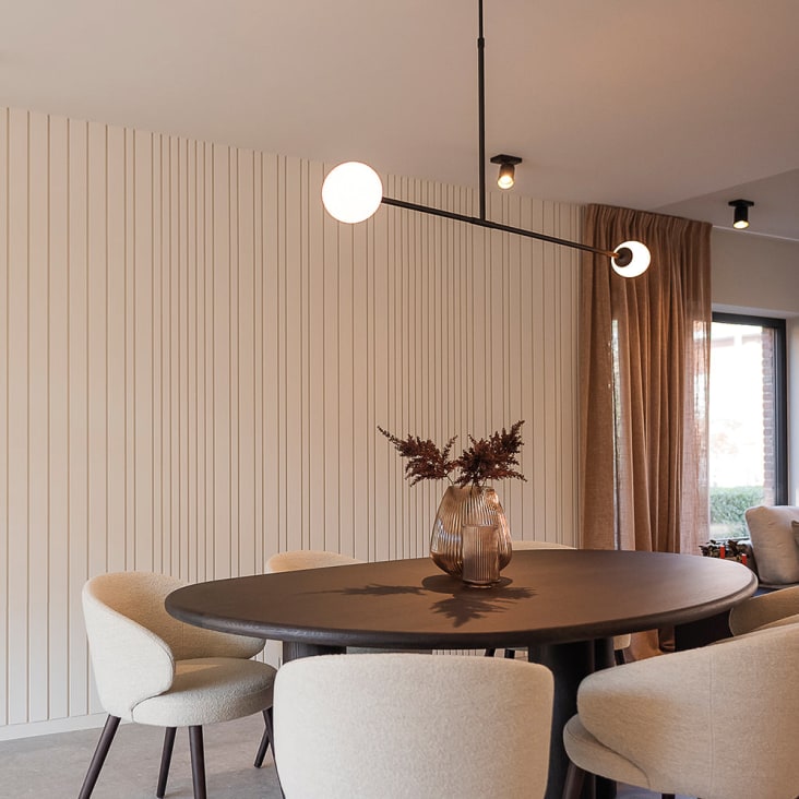 Pendelleuchte aus Metall mit 2 Glaskugeln, schwarz Salento Maisons du