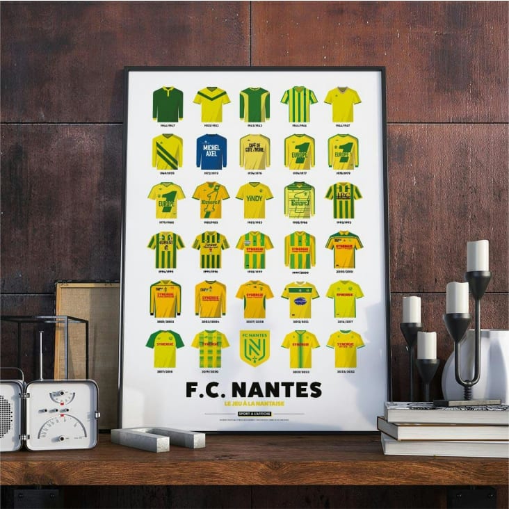 Affiche FC Nantes - Maillots Historiques 30x40 cm FOOTBALL