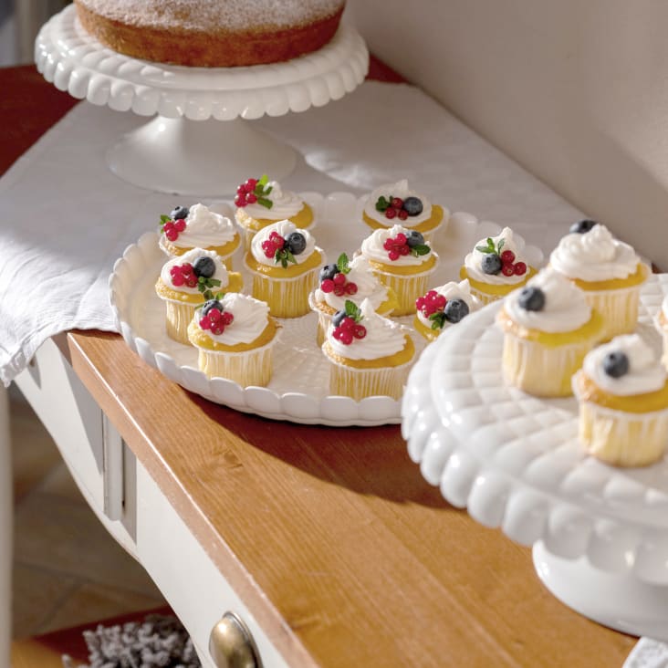 Grand plat à gâteau en acrylique blanc avec cloche 36 cm TIFFANY