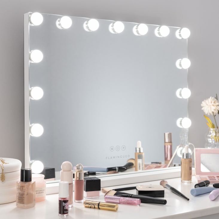 Espejo Maquillaje con Luz Viaje ABS 19,7x13,5x1,3cm Blanco