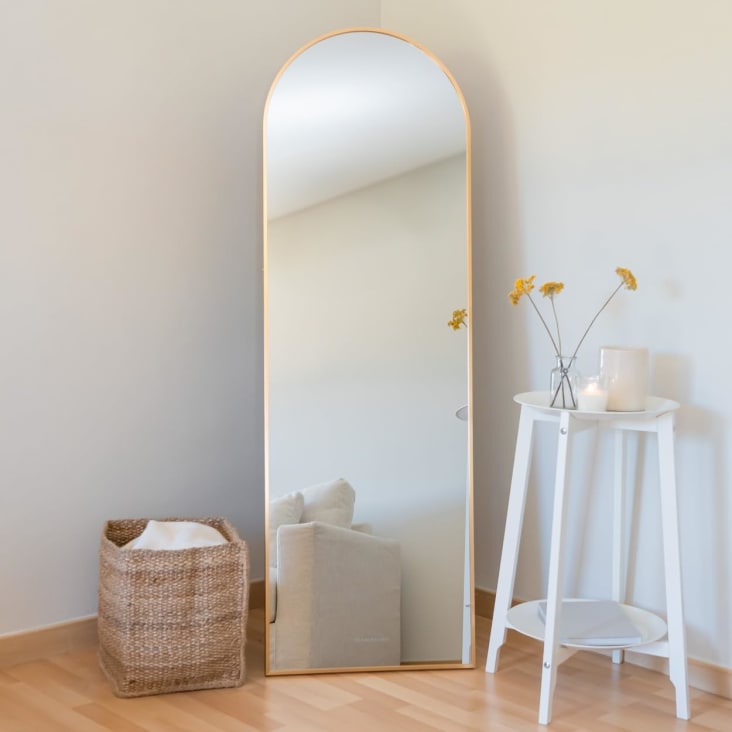 Miroir sur Pied et Mural Aluminium 163x53x3cm Doré