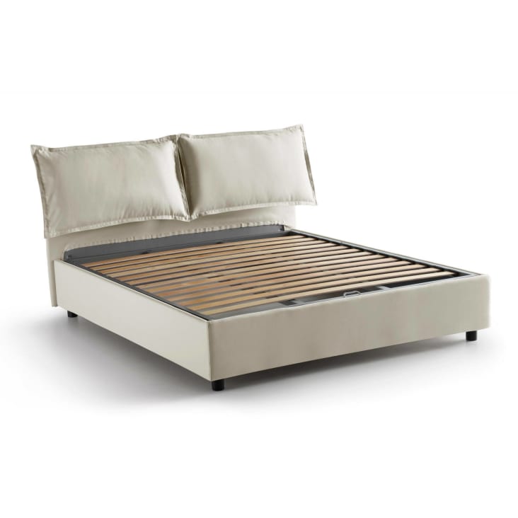 Letto in tessuto 160x200 cm beige DMARIN