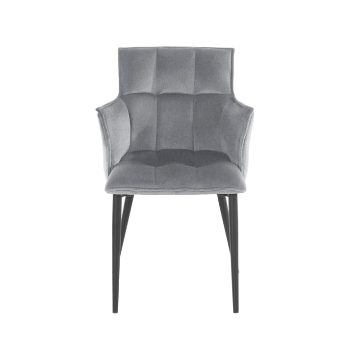 Lot de 2 chaises empilables piètement acier noir revêtement tissu aspect  lin gris