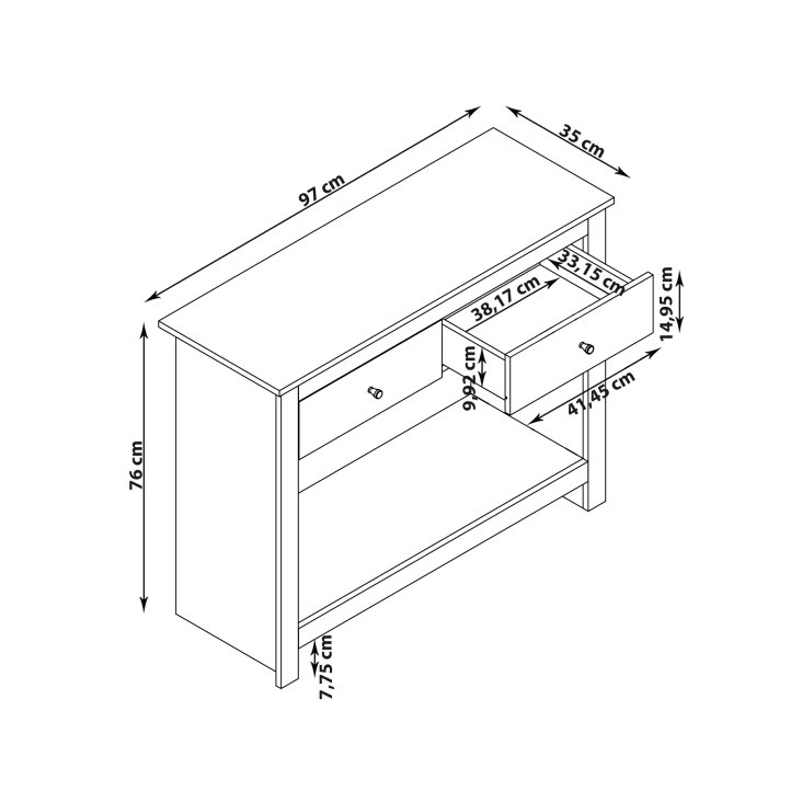 Consolle con 2 cassetti in MDF rovere EMERALD