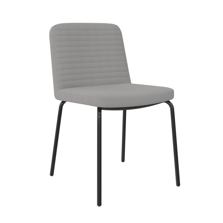 Juego de 2 sillas de comedor de madera maciza de lino contemporáneo moderno  gris