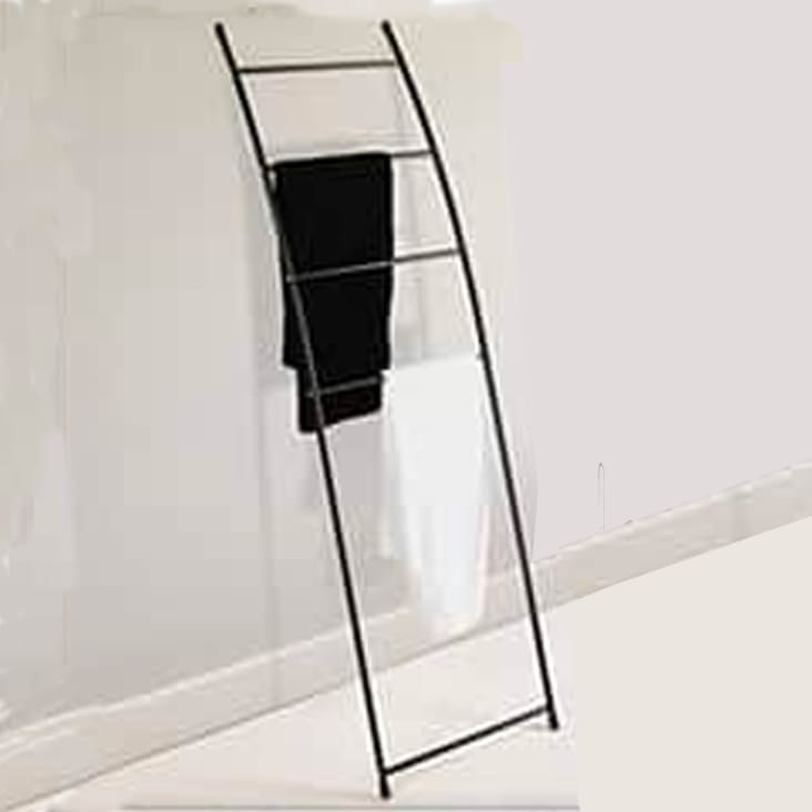 Porte-serviettes Sur Pied 3 Niveaux - Design Industriel, Métal Noir, Modèle Dallas Meuble Bois