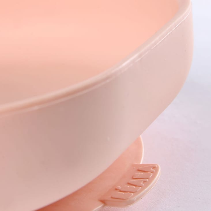Béaba Assiette plate silicone avec ventouse rose