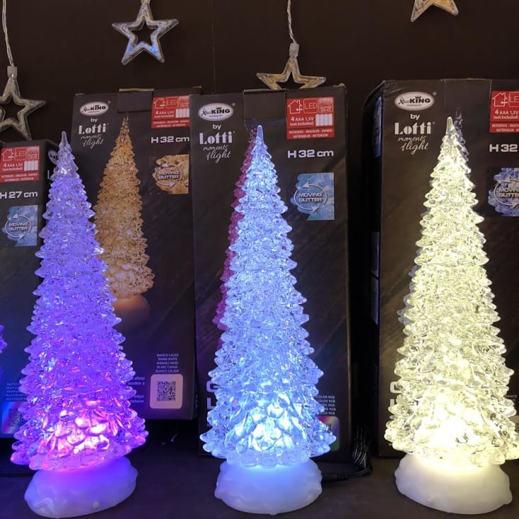 Albero Luminoso glitter led con batteria h 32 cm Luce Fredda ARTICOLI  NATALIZI