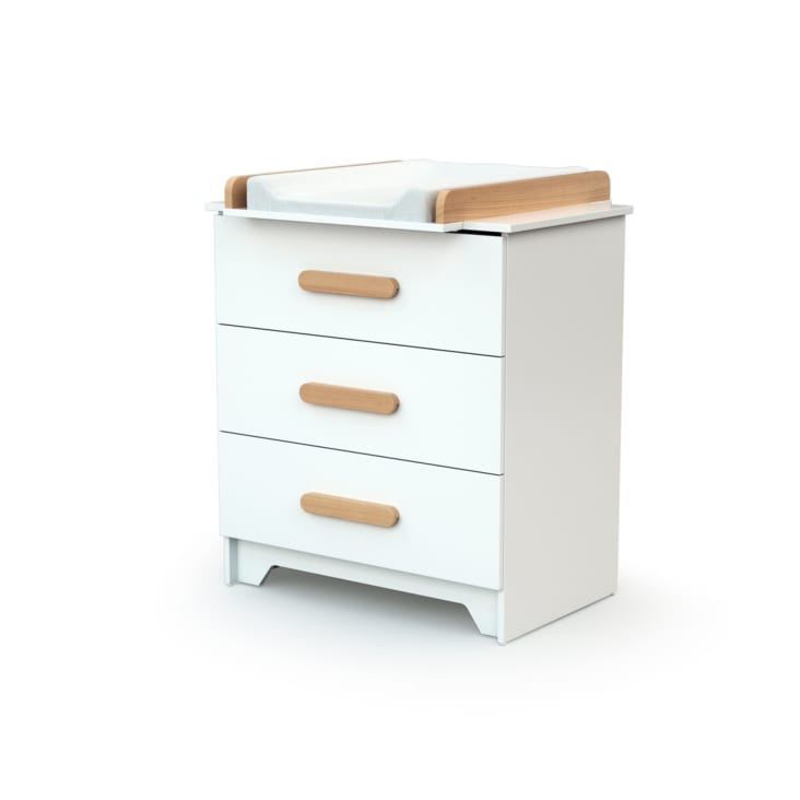 Cassettiera Fasciatoio CARROUSEL 3 Cassetti - Bianco/Faggio 79x66x94cm