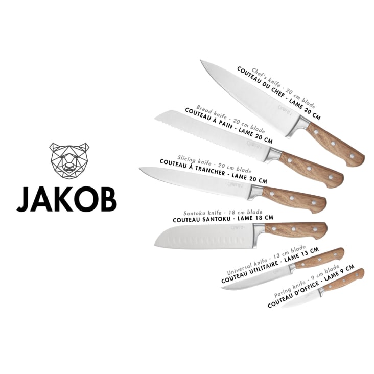 BASS Kit Couteaux en acier inoxydable 6 Pièces